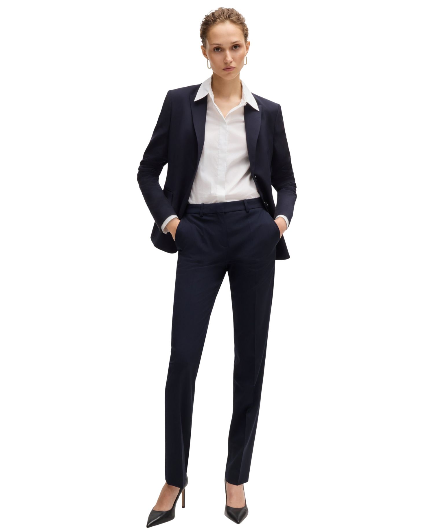 BOSS by Women's Virgin Wool Regular-Fit High-Rise Pants