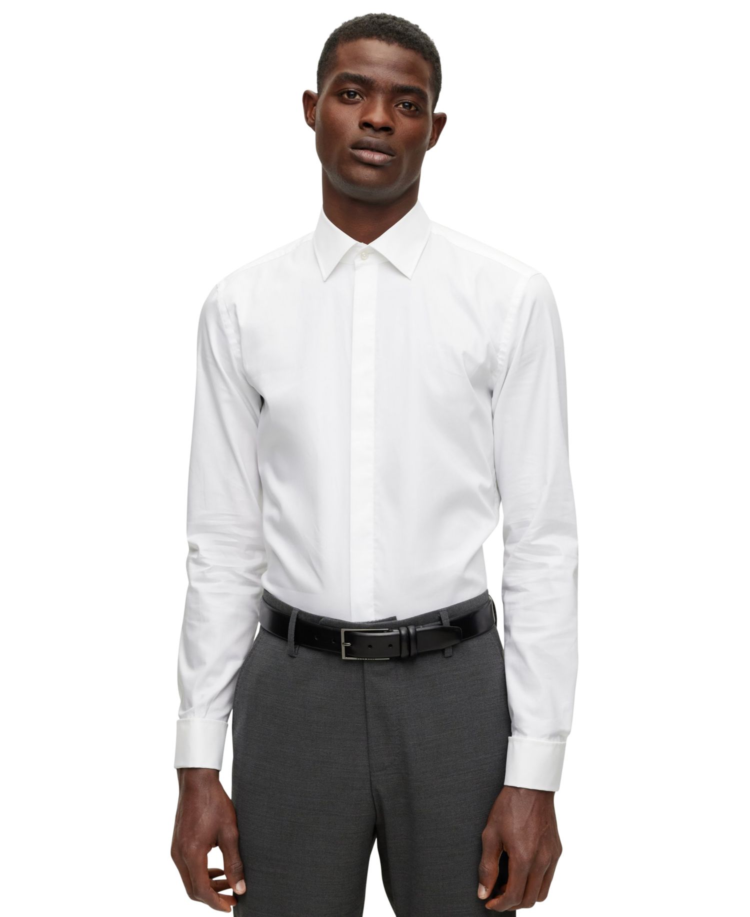 Men's Easy-Iron Stretch Cotton Slim-Fit Dress Shirt