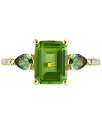 Multi-Gemstone & Diamond (1/20 ct. t.w.) Ring in 14k Yellow Gold
