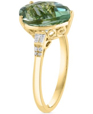 Green Amethyst (3-1/2 ct. t.w.) & Diamond (1/10 ct. t.w.) Ring in 14k Yellow Gold