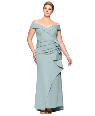 XSCAPE - Plus Size Off-The-Shoulder Scuba Crepe Gown