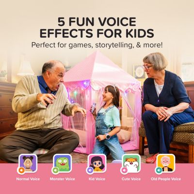 Voice 2 - Kids Mini Karaoke Machine with Wireless Microphone and Ai Voice Changer for Kids, Portable Bluetooth Speaker, Christmas Toys Gifts for Girls and Boy 3-12 Years Old (Pink)