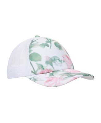Floral Rose Print White Foam Trucker Hat