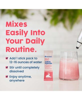 Native Hydrate Stick Packs, Sugar Free Electrolytes Powder with BCAAs, Mixed Berry Hydration, Keto & Paleo Friendly, 30 Servings