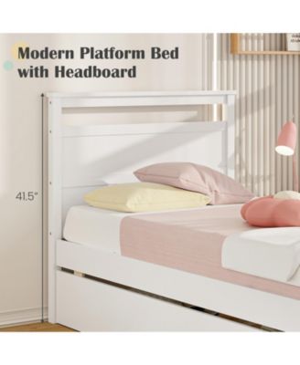 Twin Size Wooden Bed Frame with 2 Drawers for Teens and Adults