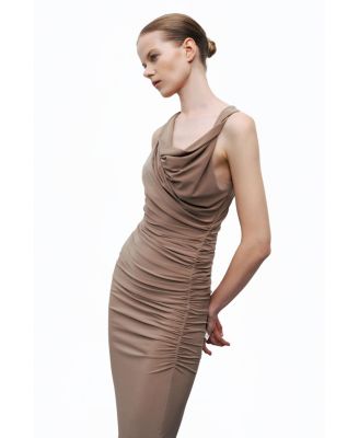 Women's Midi Dress with Gathered Detail