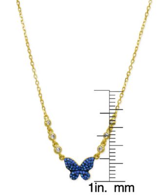 Girls Sapphire Butterfly Necklace in 18K Gold over Sterling Silver