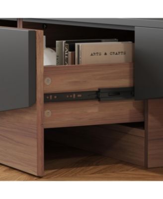 Uniquely designed TV stand, media console with two drawers, wooden entertainment center