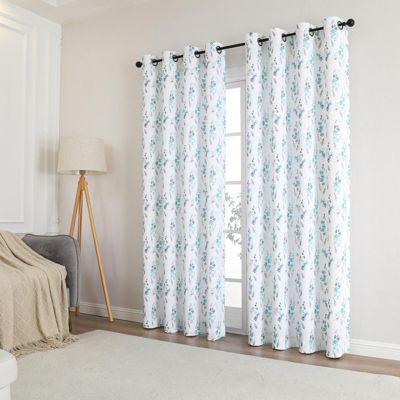 1 Piece Watercolor Floral Light Filtering Grommet Top Window Curtain Panel