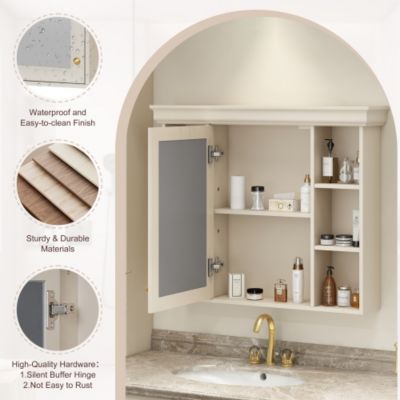 Wooden Wall-Mount Medicine Cabinet with Adjustable Shelf and Door