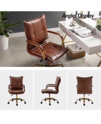 Modern Home Office Desk Chair with Golden Legs