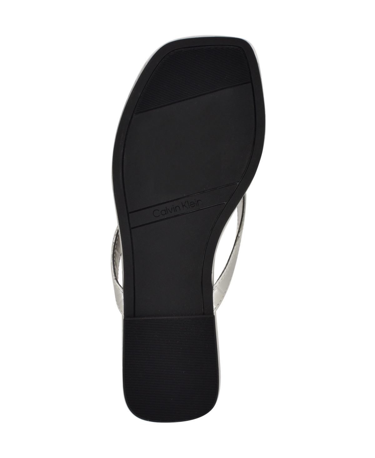 Calvin Klein Women's Stelea Flat Thong Sandals In Silver Croco