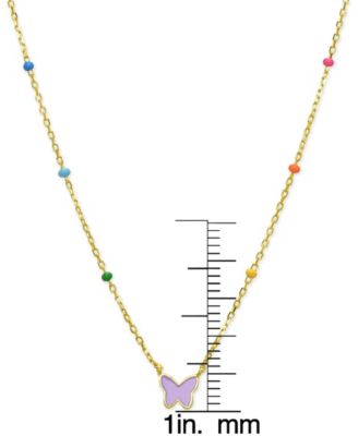 Girls Purple Enamel Butterfly Necklace in 18K Gold over Sterling Silver