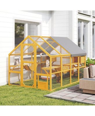 Large Catio Outdoor Cat Enclosure with Waterproof Cover,