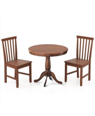 3 Pieces Wooden Dining Table and Chair Set for Cafe Kitchen Living Room