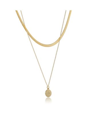 Gold-Tone Layered Chain Necklace with Star Pendant