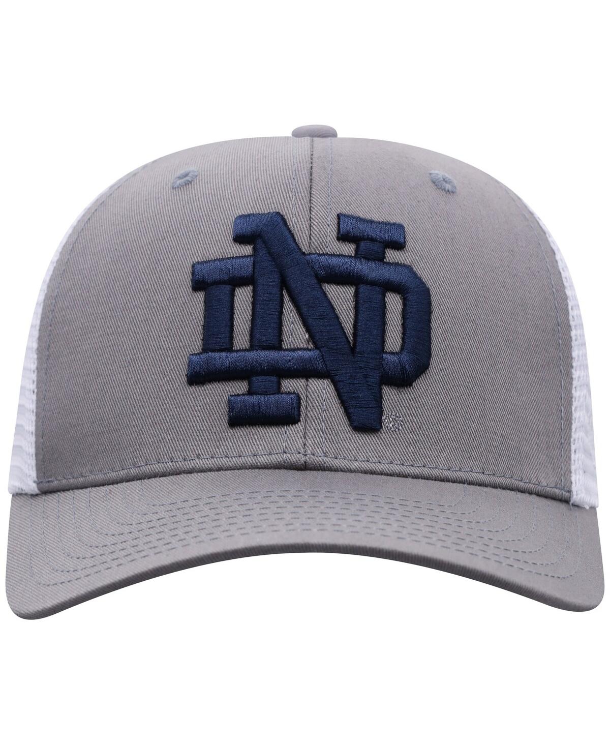 Top Of The World Men's Gray/white Notre Dame Fighting Irish Victory Baseline Trucker Adjustable Hat In Gray,white
