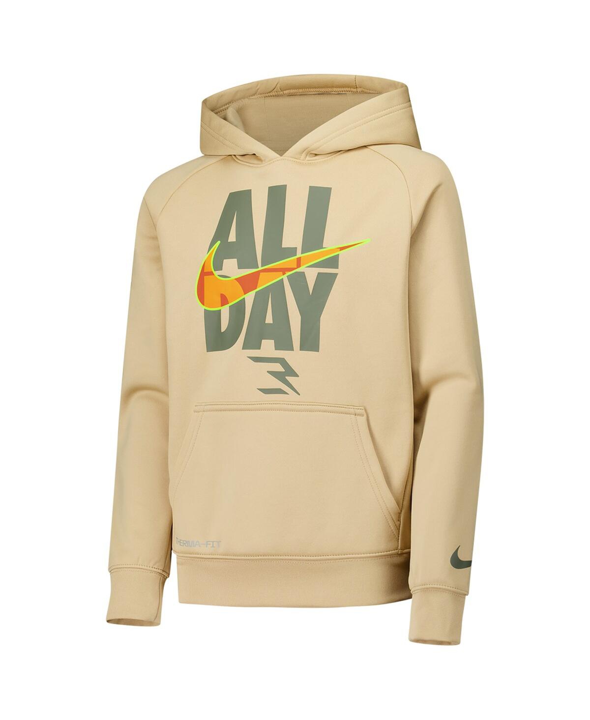 Nike Big Boys And Girls 3brand By Russell Wilson Tan All-day Performance Pullover Hoodie In Tan