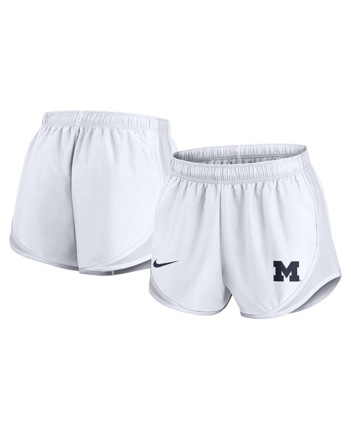 Nike Women's White Michigan Wolverines Performance Tempo Shorts In White