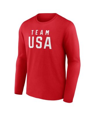 Men's Red Team USA Wordmark Long Sleeve T-Shirt