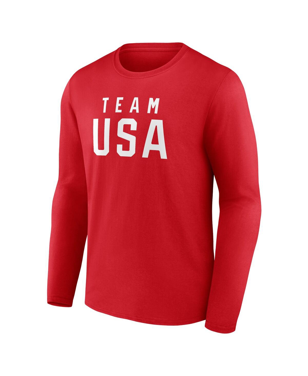 Fanatics Men's Red Team Usa Wordmark Long Sleeve T-shirt In Red