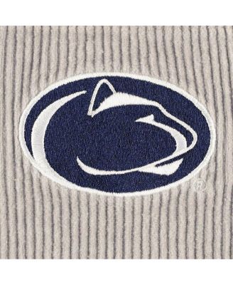 Women's Gray Distressed Penn State Nittany Lions Vintage-Like Wash Corduroy Full-Snap Hooded Shacket