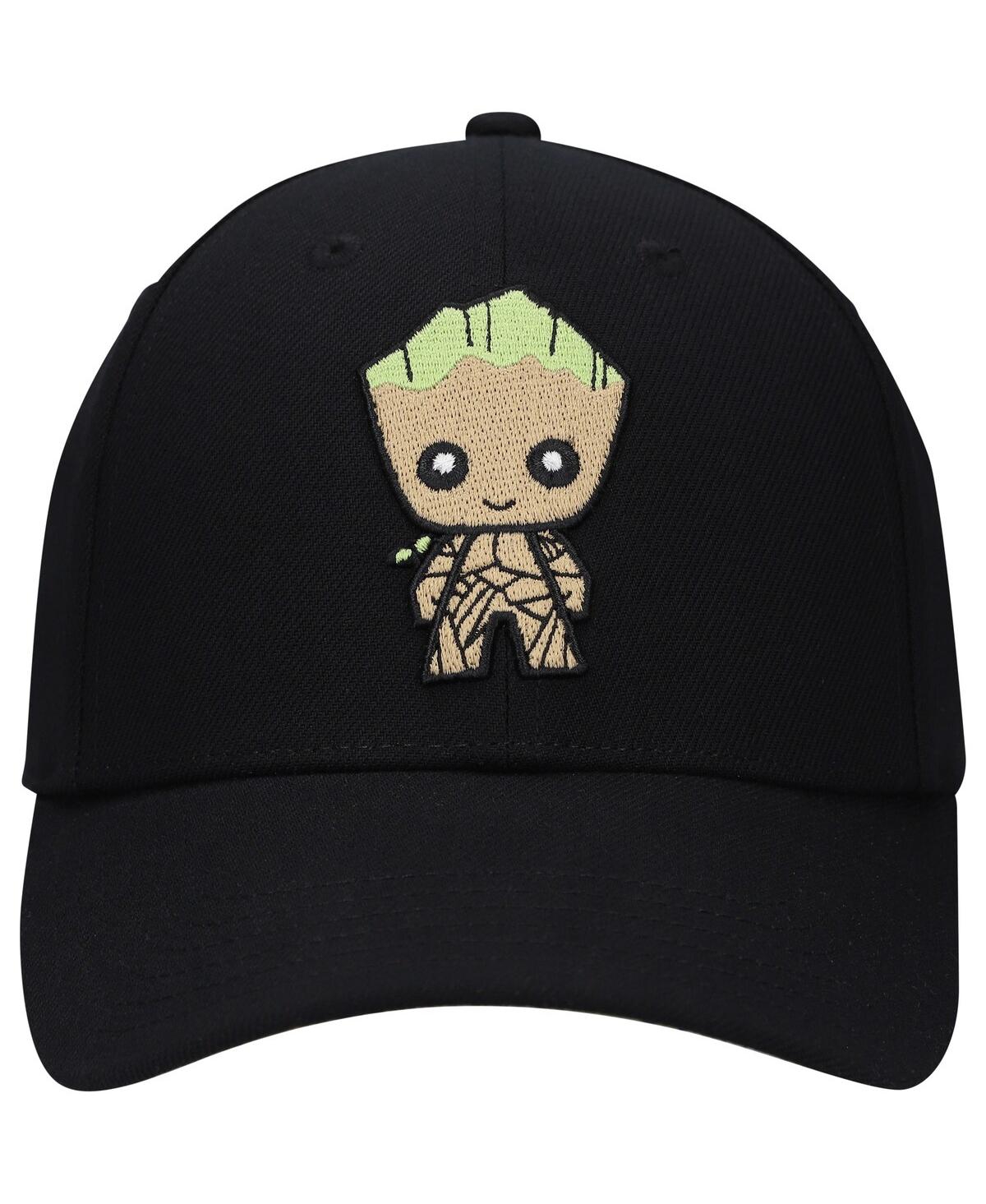 LIDS BIG BOYS AND GIRLS BLACK GUARDIANS OF THE GALAXY GROOT CHIBI ADJUSTABLE HAT 