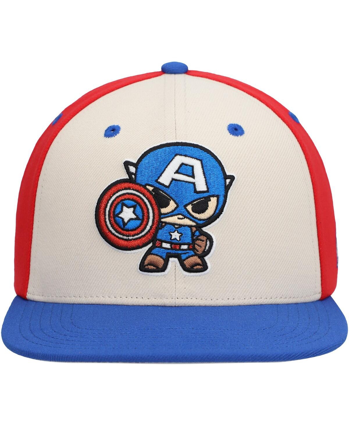Lids Big Boys And Girls Cream Captain America Chibi Glow-in-the-dark Snapback Hat In Cream