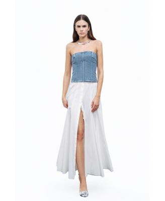 Women's Stoned Strapless Denim Crop Top