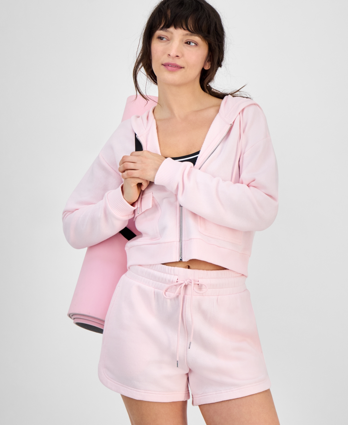 Id Ideology Women's Cropped Zippered Hoodie, Exclusively At Macy's