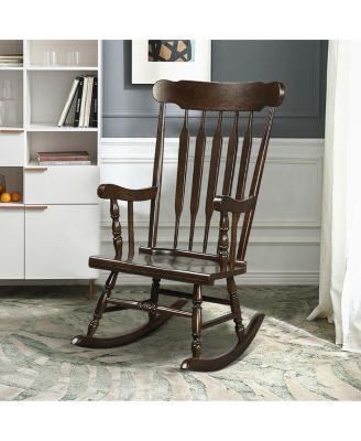 Rocking Chair with Solid Wooden Frame for Garden and Patio