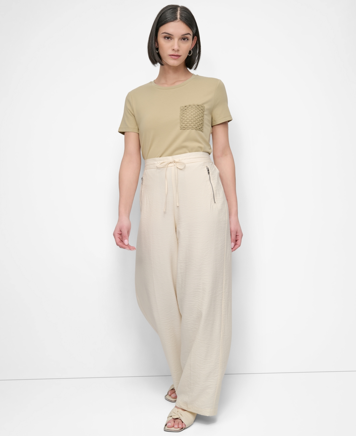Dkny Drawstring Pants In Neutral