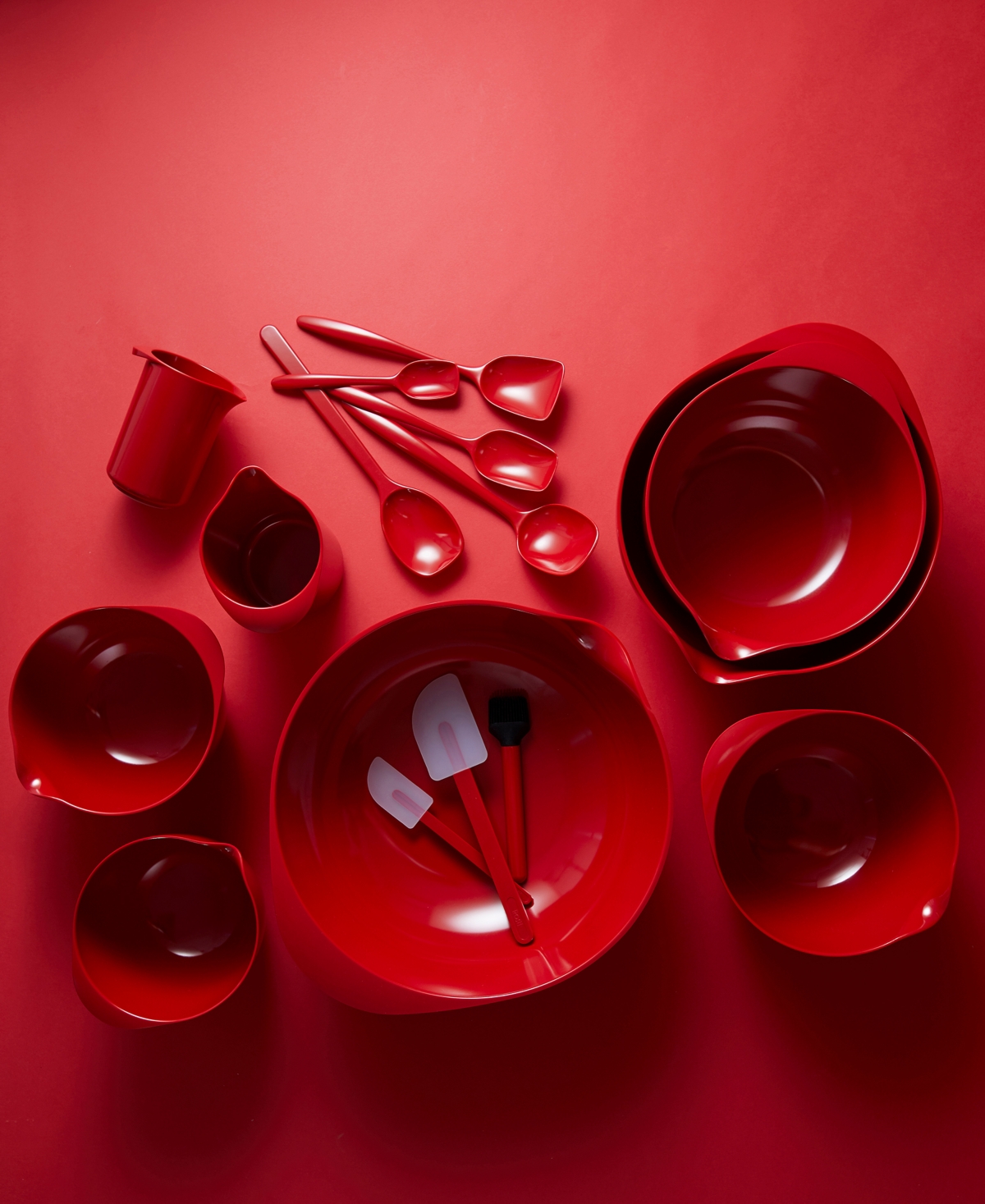 Rosti Margrethe 3-piece Bowl With Large Spoons In Red