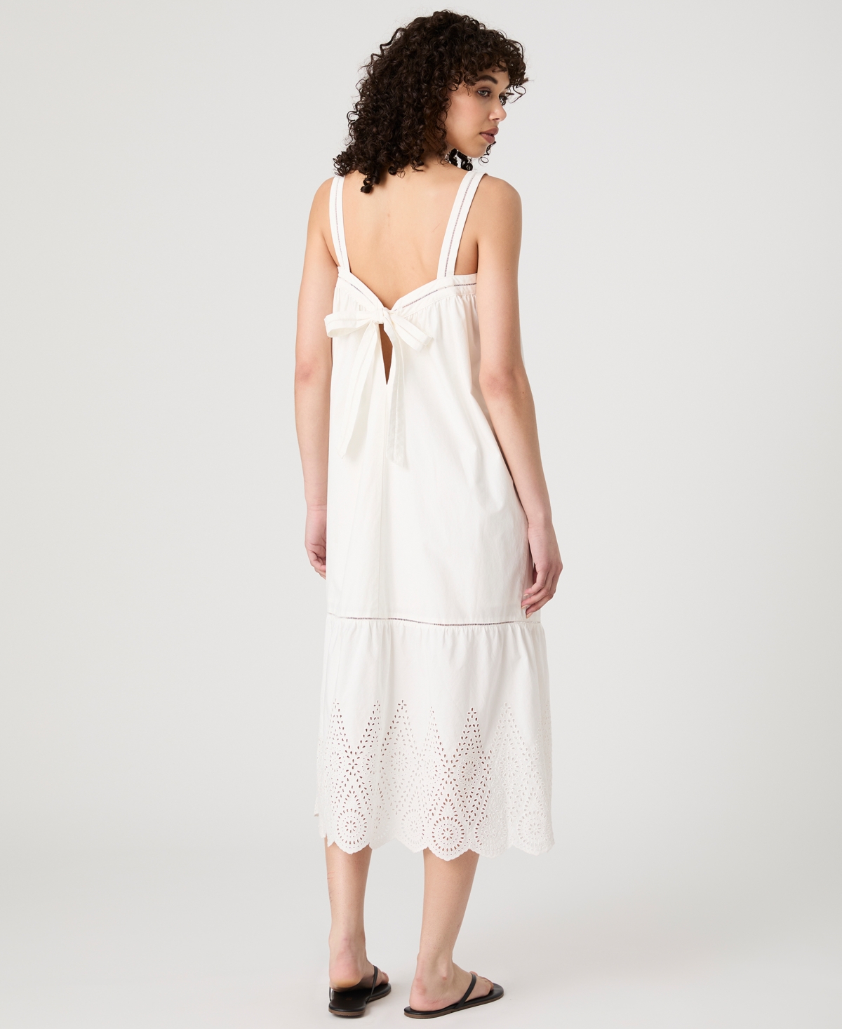French Connection Cotton Square Neck Midi Dress In Summer White In White