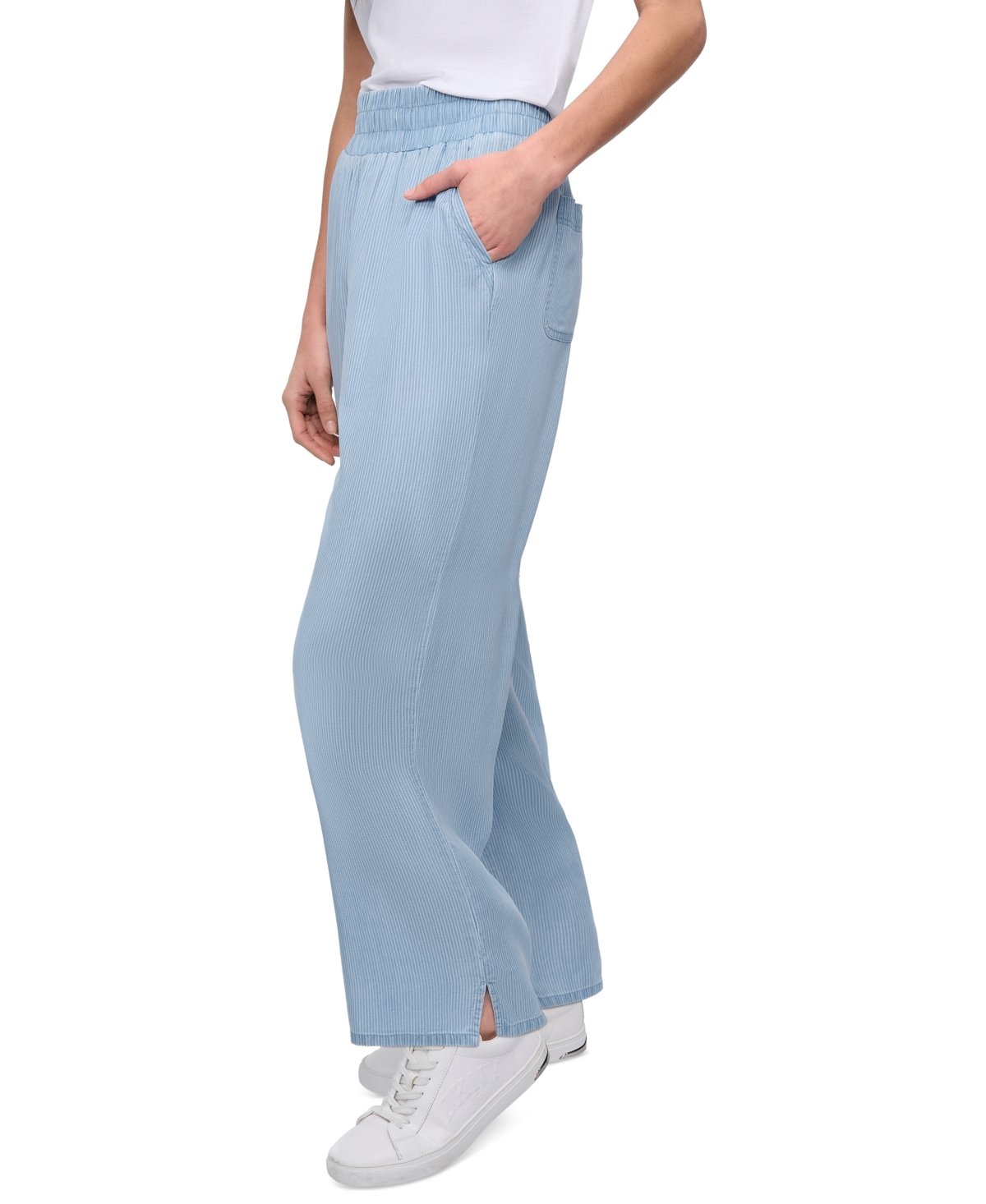 DKNY JEANS PETITE PULL-ON WIDE-LEG PANTS 