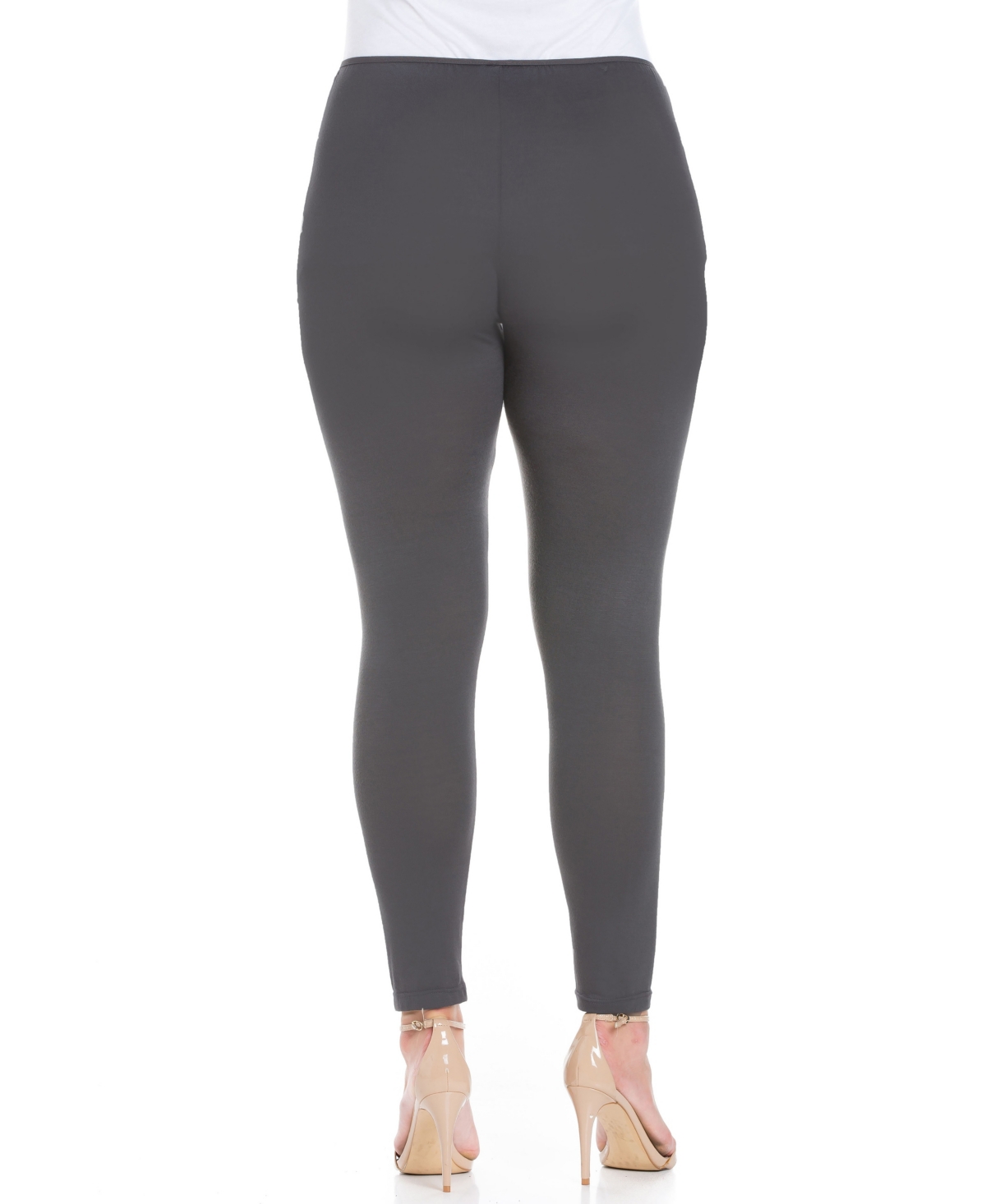 Shop 24seven Comfort Apparel Plus Size Comfortable Ankle Length Leggings In Charcoal