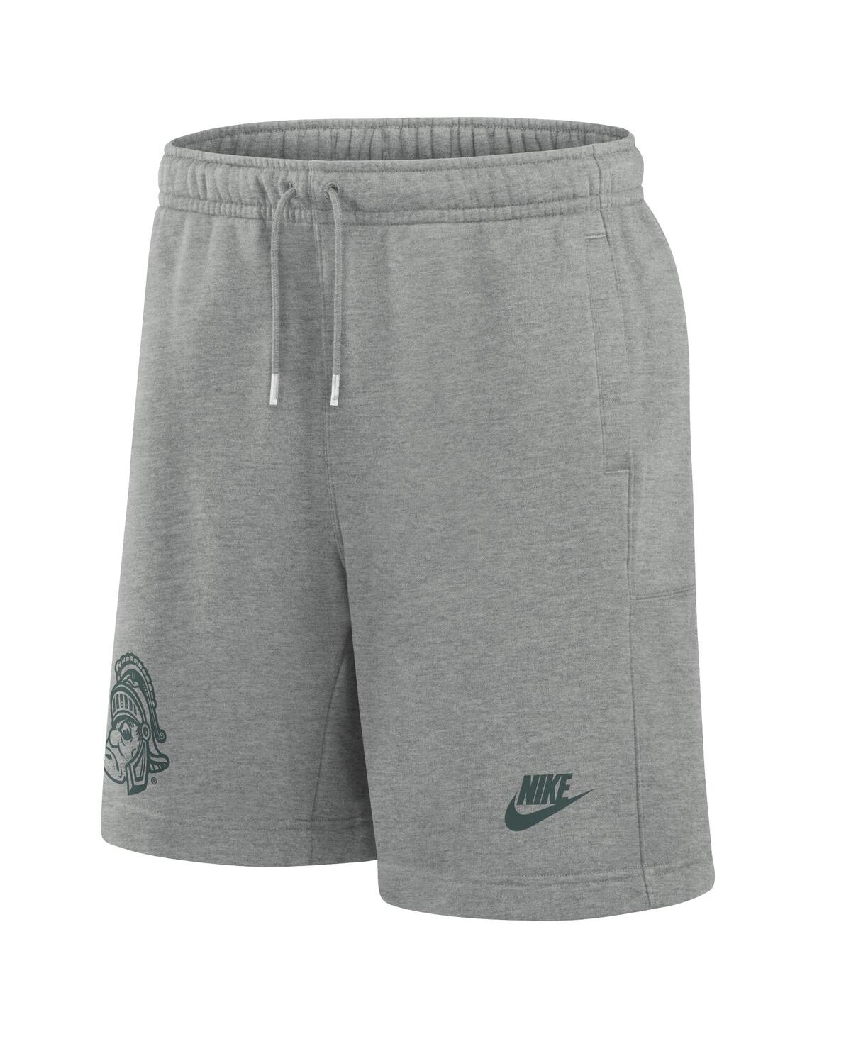 Nike Men's Heather Gray Michigan State Spartans Legacy Essential Fleece Shorts In Heather Gray