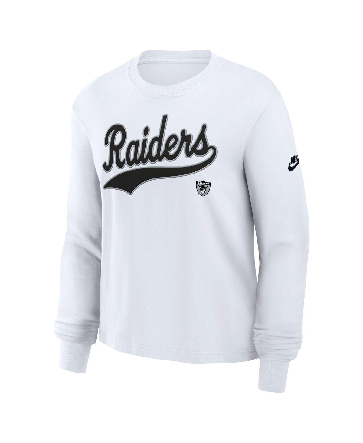Nike Women's White Las Vegas Raiders Long Sleeve Boxy T-shirt In White