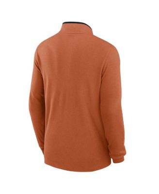 Men's Burnt Orange Texas Longhorns Baseball Logo Victory Performance Half-Zip Pullover Hoodie