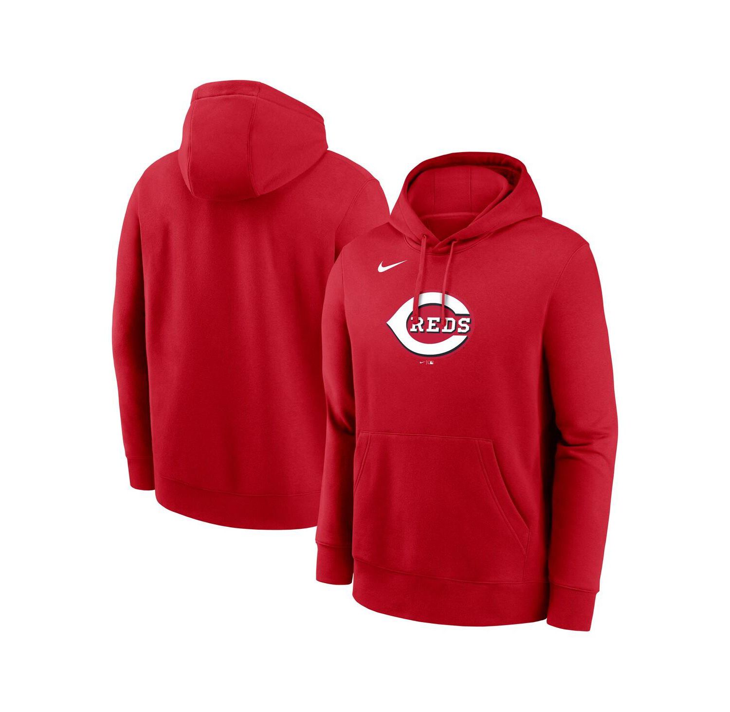 Men's Red Cincinnati Reds Logo Club Fleece Pullover Hoodie