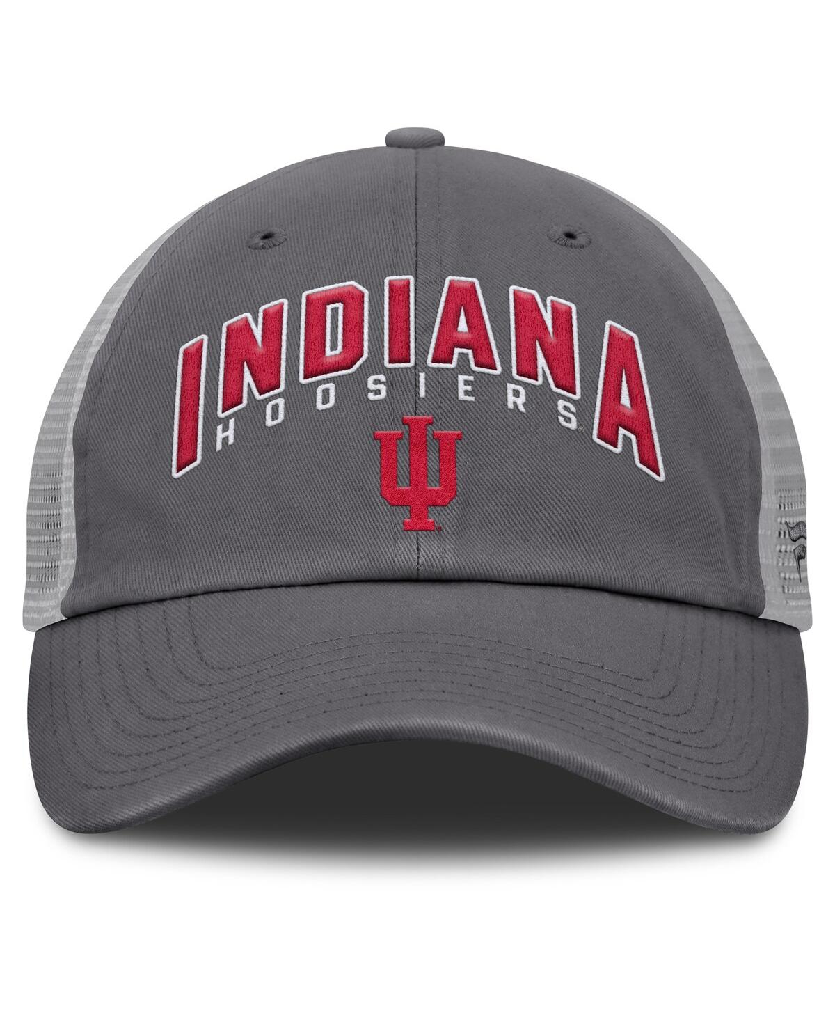 Fanatics Men's Charcoal Indiana Hoosiers Ionic Trucker Adjustable Hat In Charcoal