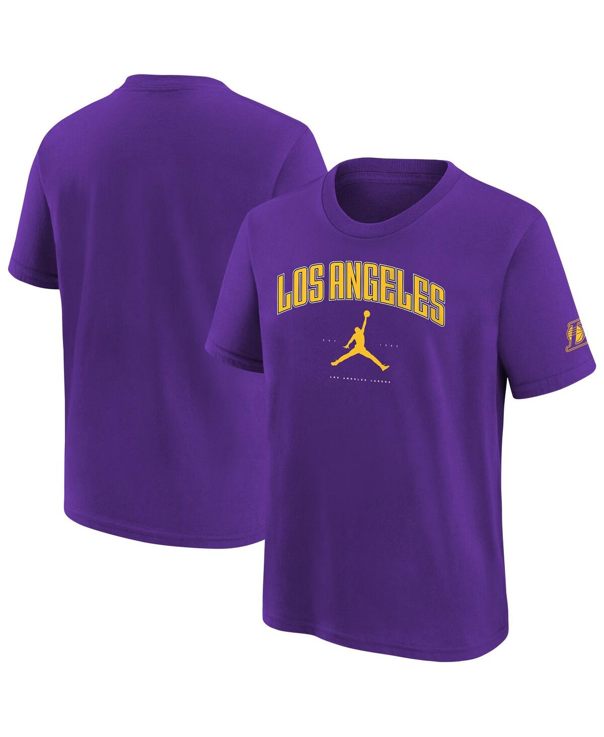 Jordan Kids' Big Boys And Girls Purple Los Angeles Lakers Essential Cities T-shirt