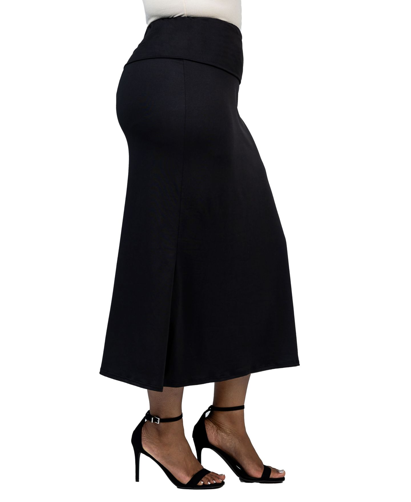 Женская юбка 24seven Comfort Apparel Plus Size Comfortable Fold Over Maxi, цвет: Чёрный — фото 3