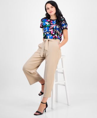 Women's Floral-Print Button-Trim Top