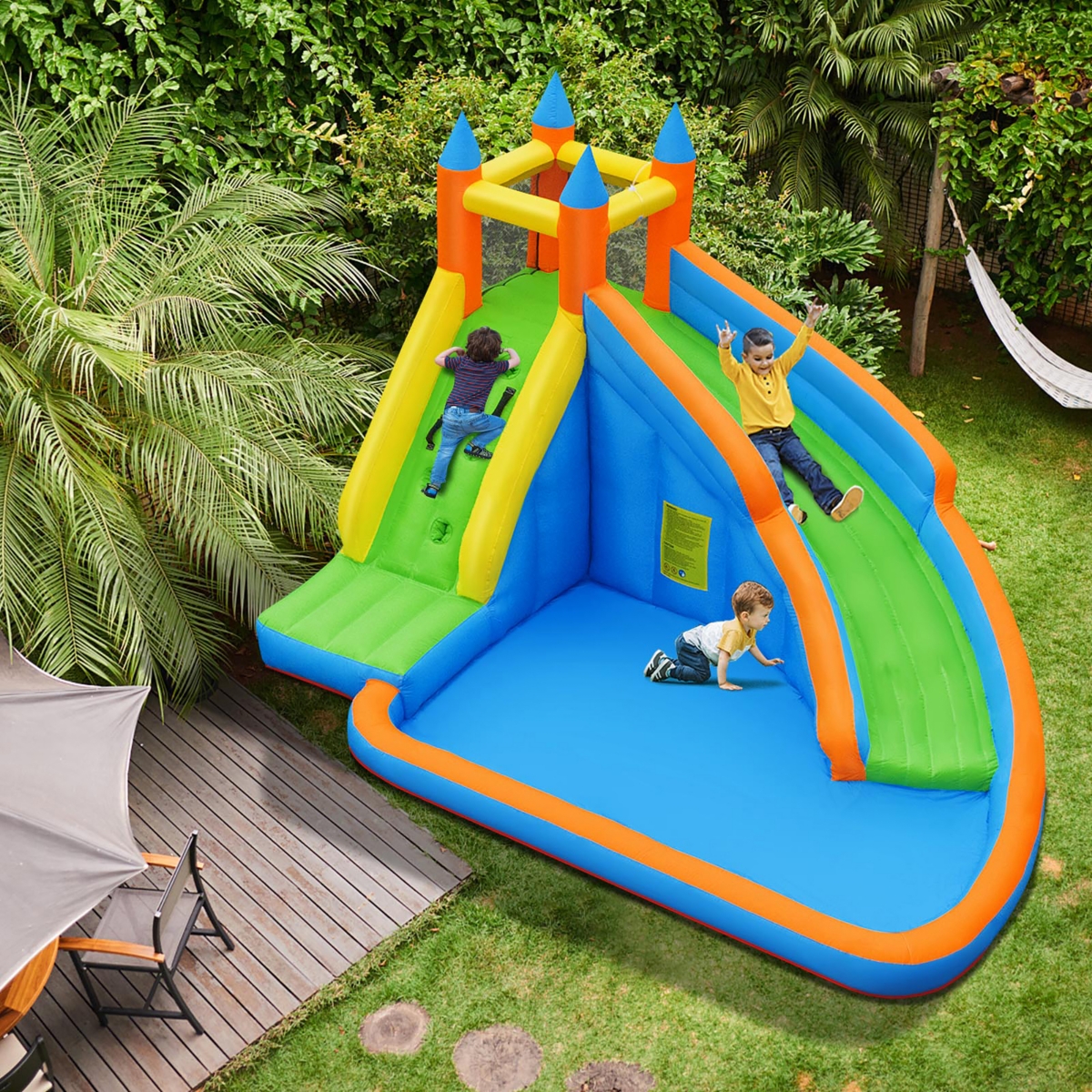 Inflatable Water Slide Mighty Bounce House Castle Moonwalk Splash Pool without Blower