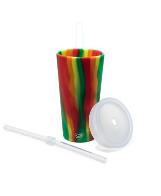 Marigold & Hibiscus Straw Tumbler Set of 2, 22oz