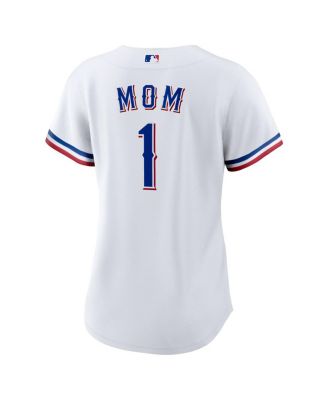 Women's White Texas Rangers 1 Mom Home Replica Jersey