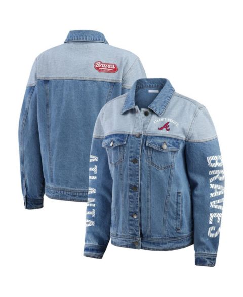 Женские куртки WEAR by Erin Andrews Women's Atlanta Braves Full-Button Denim Jacket