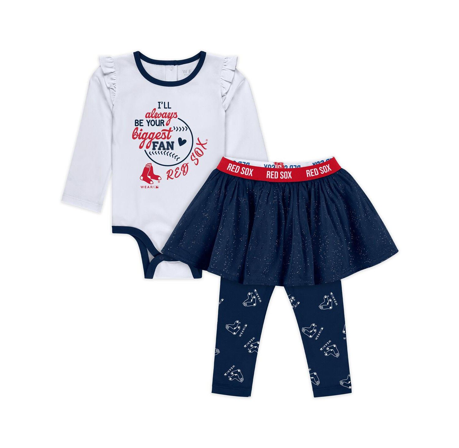 Girls Baby Boys and Girls 3-Piece Boston Red Sox Tutu Set