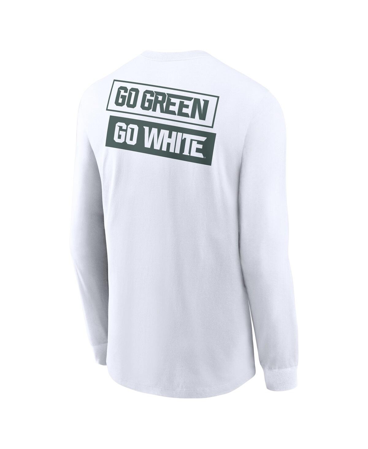 Nike Men's White Michigan State Spartans Two-hit Classic Location Long Sleeve T-shirt In White